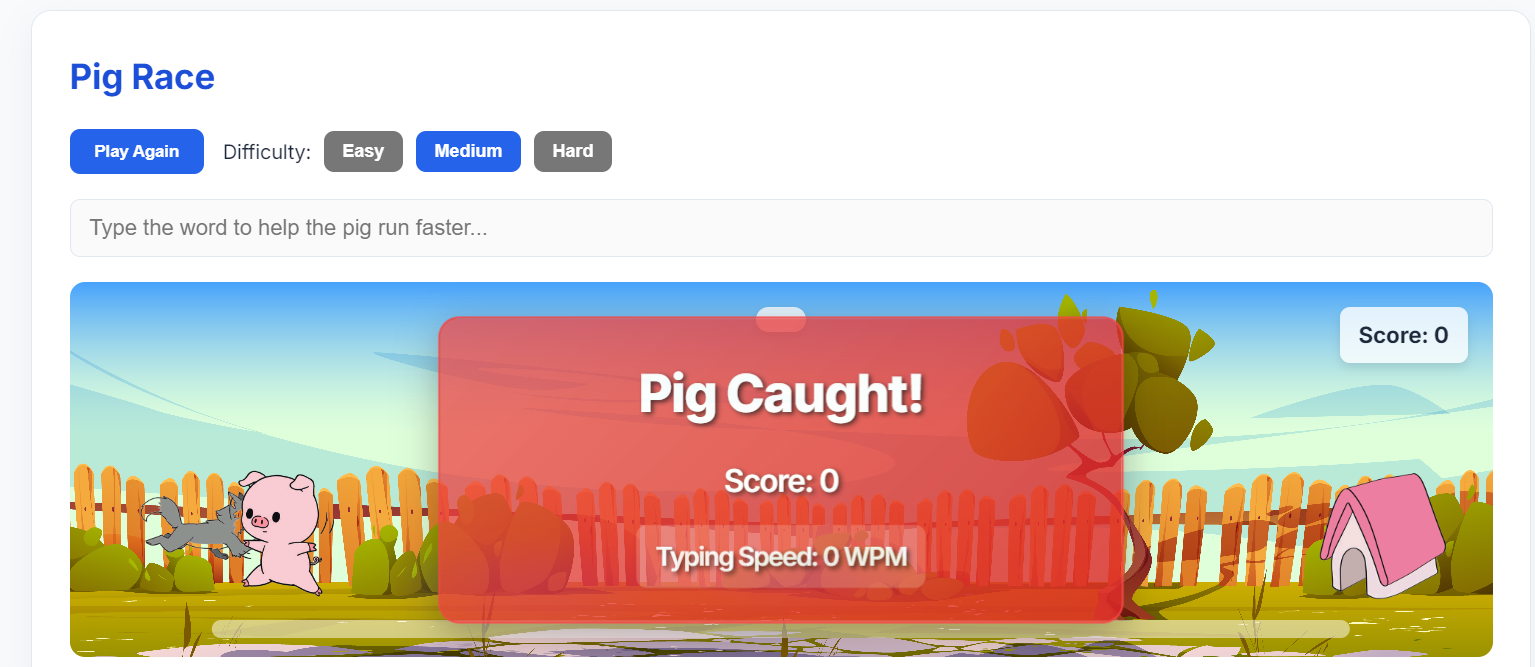 Pig Race Typing Game