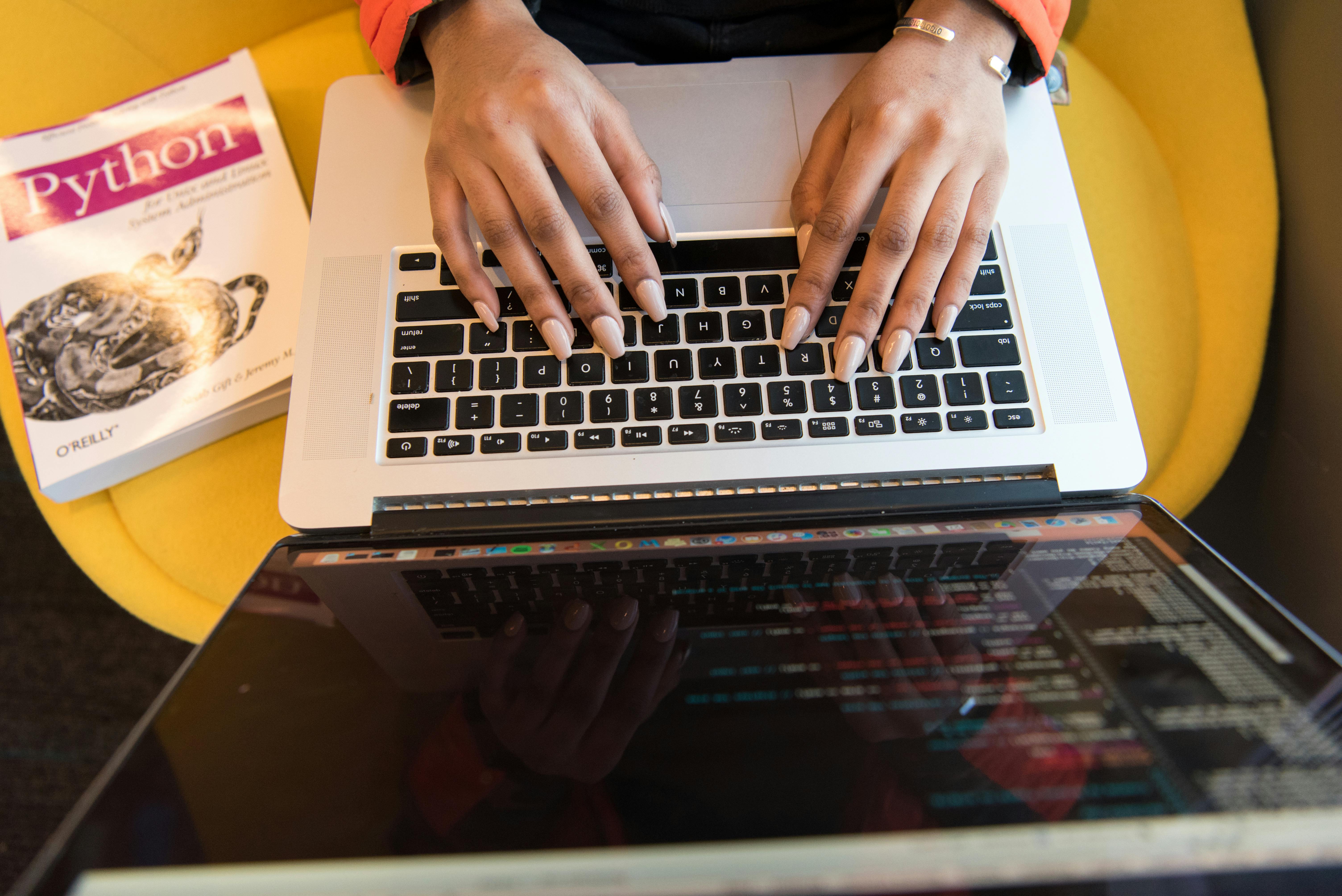 Person typing efficiently on keyboard